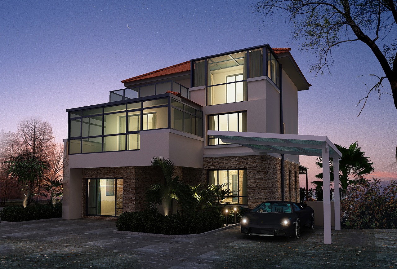 villa, exterior, 3dmax, night view, design, villa, villa, villa, villa, villa